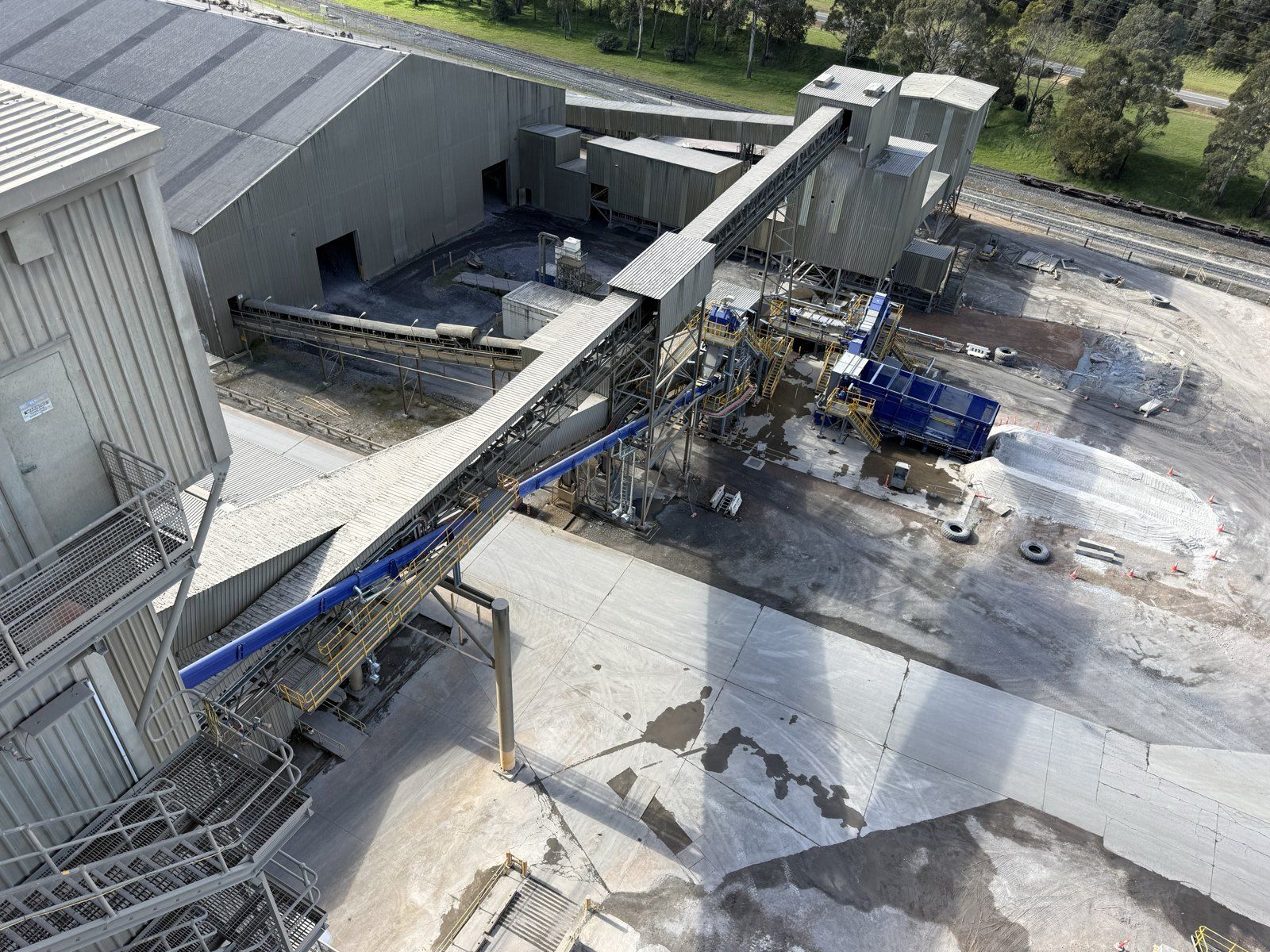 Aerial view of the TDF plant and conveyors at Cement Australia Railton