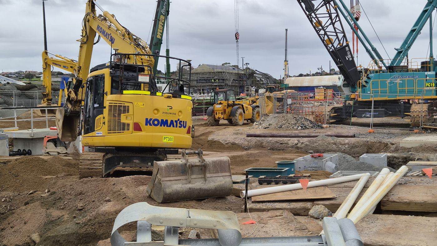 Prowire Komatsu excavator on a civil site